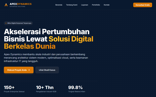 Screenshot website Apex Dynamics Indonesia - Enterprise Digital Solutions